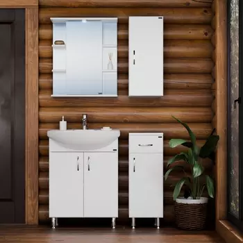 Мебель для ванной комнаты СанТа Элеганс 65 см 2 дверцы, напольная белая