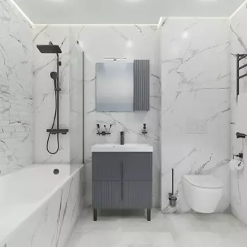 Мебель для ванной комнаты СанТа Юпитер 70 см напольная, графит матовый