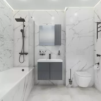 Мебель для ванной комнаты СанТа Юпитер 70 см подвесная, графит матовый