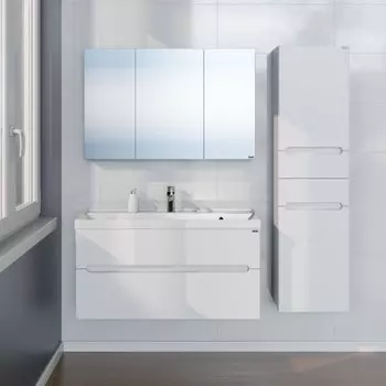 Мебель для ванной комнаты СанТа Лондон 100 см 2 ящика, подвесная белая