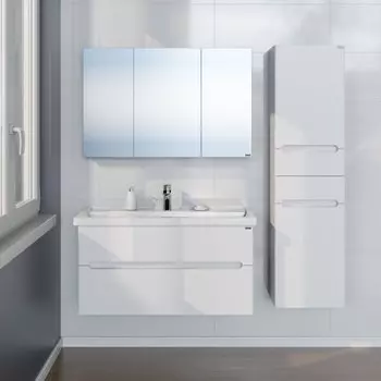 Мебель для ванной комнаты СанТа Лондон 100 см 2 ящика, подвесная, тумба из ЛДСП