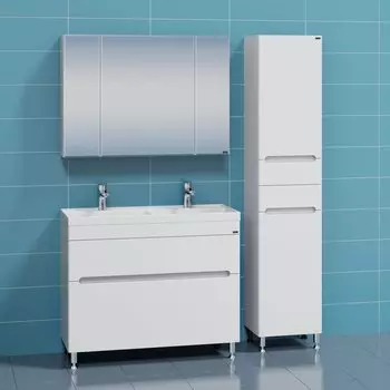 Мебель для ванной комнаты СанТа Лондон 100 см 2 ящика, напольная белая