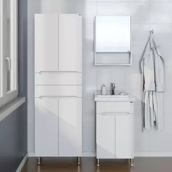 Мебель для ванной комнаты СанТа Лондон 50 см дверцы, напольная белая
