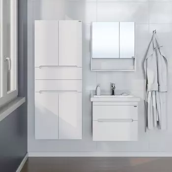 Мебель для ванной комнаты СанТа Лондон 60 см 2 ящика, подвесная, тумба из ЛДСП