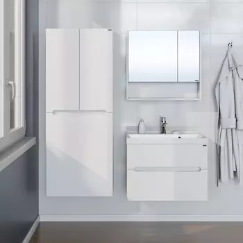 Мебель для ванной комнаты СанТа Лондон 70 см 2 ящика, подвесная белая