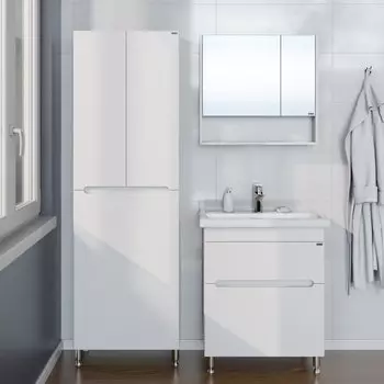 Мебель для ванной комнаты СанТа Лондон 70 см 2 ящика, напольная белая