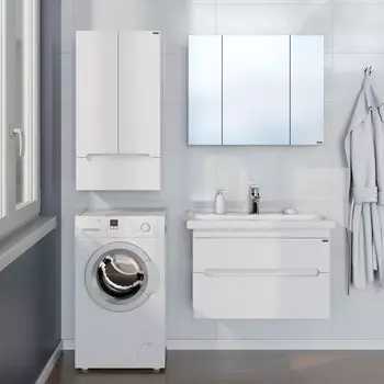 Мебель для ванной комнаты СанТа Лондон 80 см 2 ящика, подвесная, тумба из ЛДСП