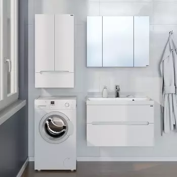 Мебель для ванной комнаты СанТа Лондон 80 см 2 ящика, подвесная белая