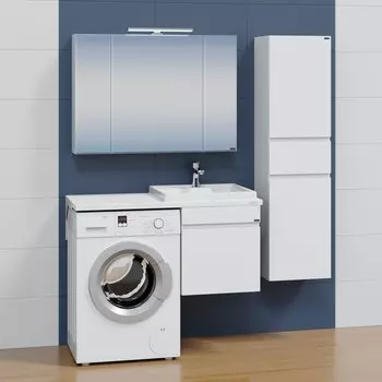 Мебель для ванной комнаты СанТа Марс 50 с 1-им ящиком, подвесная, белая, под стиральную машину L/R