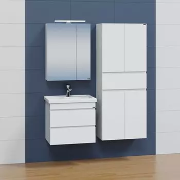 Мебель для ванной комнаты СанТа Марс 60 с 2-мя ящиками, подвесная, белая