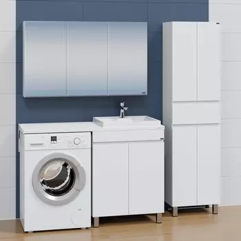 Мебель для ванной комнаты СанТа Марс 70 с 2-мя дверцами, напольная, белая, под стиральную машину L/R