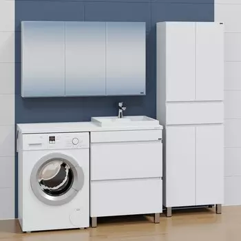 Мебель для ванной комнаты СанТа Марс 70 с 2-мя ящиками, напольная, белая, под стиральную машину L/R