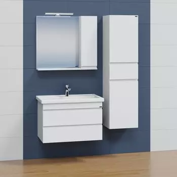 Мебель для ванной комнаты СанТа Марс 80 с 2-мя ящиками, подвесная, белая