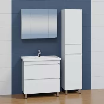 Мебель для ванной комнаты СанТа Марс 80 с 2-мя ящиками, напольная, белая