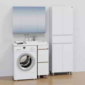 Мебель для ванной комнаты СанТа Марс 90 см напольная, белая, янтарная