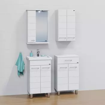 Мебель для ванной комнаты СанТа Омега 50 см 2 дверцы, напольная белая