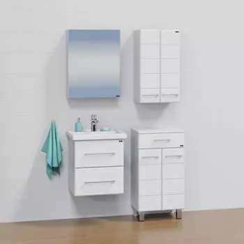 Мебель для ванной комнаты СанТа Омега 50 см 2 ящика, подвесная белая