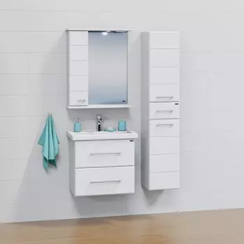 Мебель для ванной комнаты СанТа Омега 60 см 2 ящика, подвесная белая