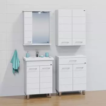 Мебель для ванной комнаты СанТа Омега 60 см 2 дверцы, напольная белая