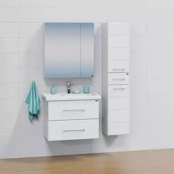 Мебель для ванной комнаты СанТа Омега 70 см 2 ящика, подвесная белая