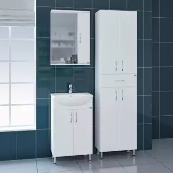 Мебель для ванной комнаты СанТа Сити 50 см 2 дверцы, напольная белая