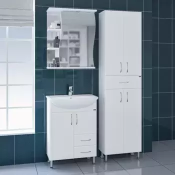 Мебель для ванной комнаты СанТа Сити 60 см 2 ящика и дверцы, напольная белая