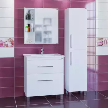 Мебель для ванной комнаты СанТа Вегас 75 см 2 ящика, напольная белая