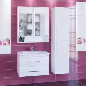 Мебель для ванной комнаты СанТа Вегас 75 см 2 ящика, подвесная белая