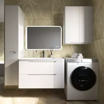 Мебель для ванной комнаты Style Line Марелла 90 см Люкс антискрейтч белый матовый, подвесная