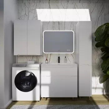 Мебель для ванной комнаты Style Line Марелла 80 см Люкс антискрейтч белый матовый, напольная