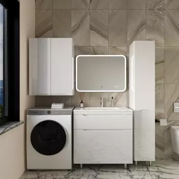 Мебель для ванной комнаты Style Line Марелла 80 см Люкс антискрейтч белый глянец, напольная