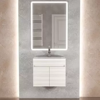 Мебель для ванной комнаты Uperwood Eva 50 см подвесная с дверцами, дуб харбор белый