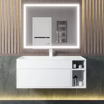 Мебель для ванной комнаты Uperwood Lotus 100 см подвесная, выдвижной ящик, белая