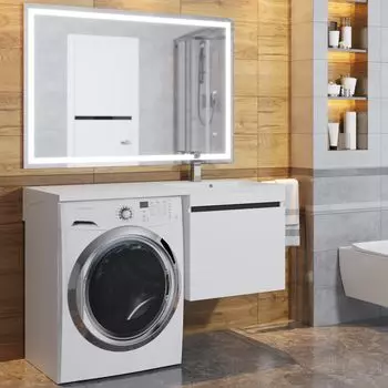 Мебель для ванной комнаты Uperwood Magenta 120 см белая матовая с графитовыми вставками ящик