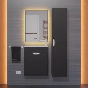 Мебель для ванной комнаты Uperwood Modul 50 см подвесная, с дверцей, матовая черная