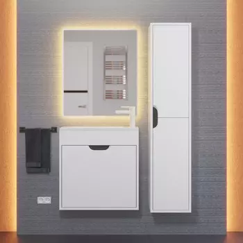 Мебель для ванной комнаты Uperwood Modul 60 см подвесная, с дверцей, матовая белая, графит