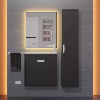 Мебель для ванной комнаты Uperwood Modul 60 см подвесная, с дверцей, матовая черная