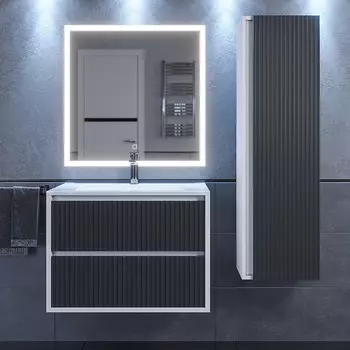 Мебель для ванной комнаты Uperwood Next Premium 70 см подвесная, 2 ящика, белая, графит