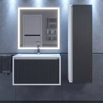 Мебель для ванной комнаты Uperwood Next Premium 70 см подвесная, 1 ящик, белая, графит