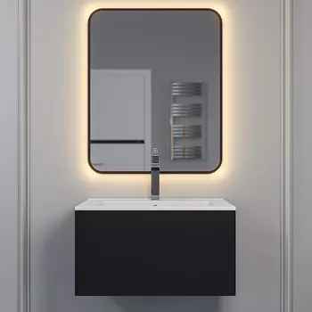 Мебель для ванной комнаты Uperwood Parma Premium 65 см подвесная, выдвижной ящик, черная матовая