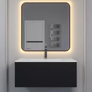 Мебель для ванной комнаты Uperwood Parma Premium 85 см подвесная, выдвижной ящик, черная матовая