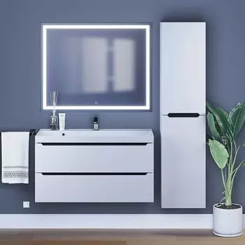 Мебель для ванной комнаты Uperwood Tanos 100 см подвесная, белая с серым