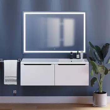 Мебель для ванной комнаты Uperwood Tanos 120 см подвесная, правая, белая с серым