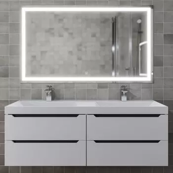 Мебель для ванной комнаты Uperwood Tanos 120 см подвесная с ящиками, белая, графит