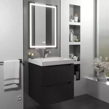 Мебель для ванной комнаты Uperwood Tanos 50 см черная подвесной