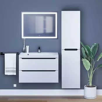 Мебель для ванной комнаты Uperwood Tanos 80 см подвесная, белая с серым