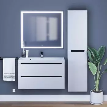 Мебель для ванной комнаты Uperwood Tanos 90 см подвесная, белая с серым