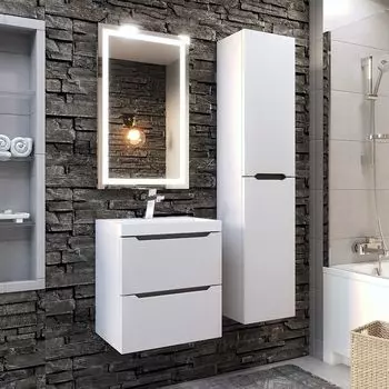 Мебель для ванной комнаты Uperwood Tanos New 50 см белая с графитовыми вставками подвесной