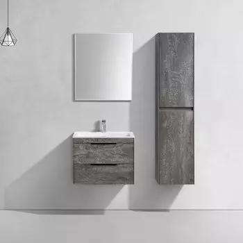 Мебель для ванной комнаты Vincea Chiara 2D 60 см, подвесная, с 2-мя выкатными ящиками, серый камень