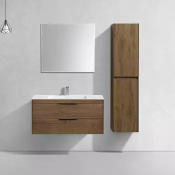 Мебель для ванной комнаты Vincea Chiara 2D 100 см, подвесная, с 2-мя выкатными ящиками, дуб табак